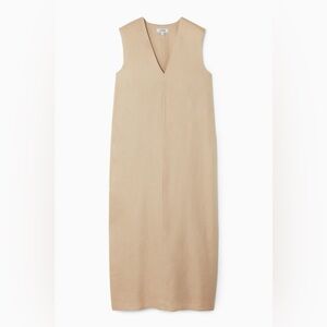 COS Linen Beige V-neck Midi Dress NWT